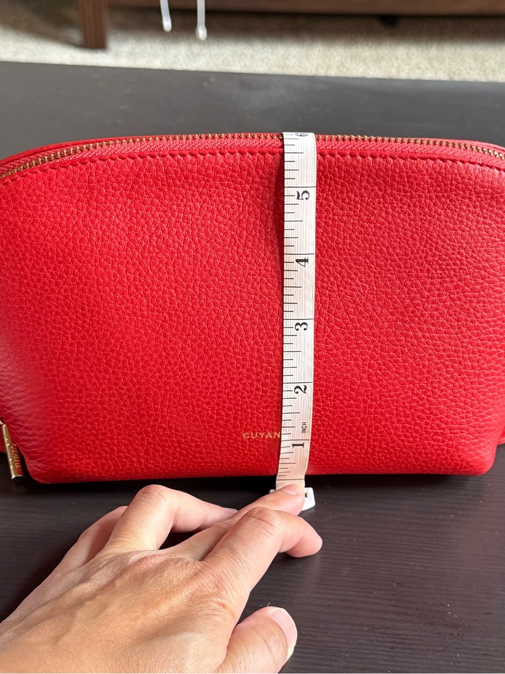 Cuyana Red Leather Medium Travel Case w/ Gold Tone Hardware (Retired Size) - Picture 12 of 14